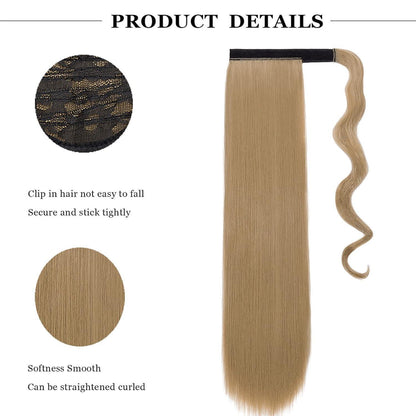 Clip in Pferdeschwanz Extension Aschblond 55 cm