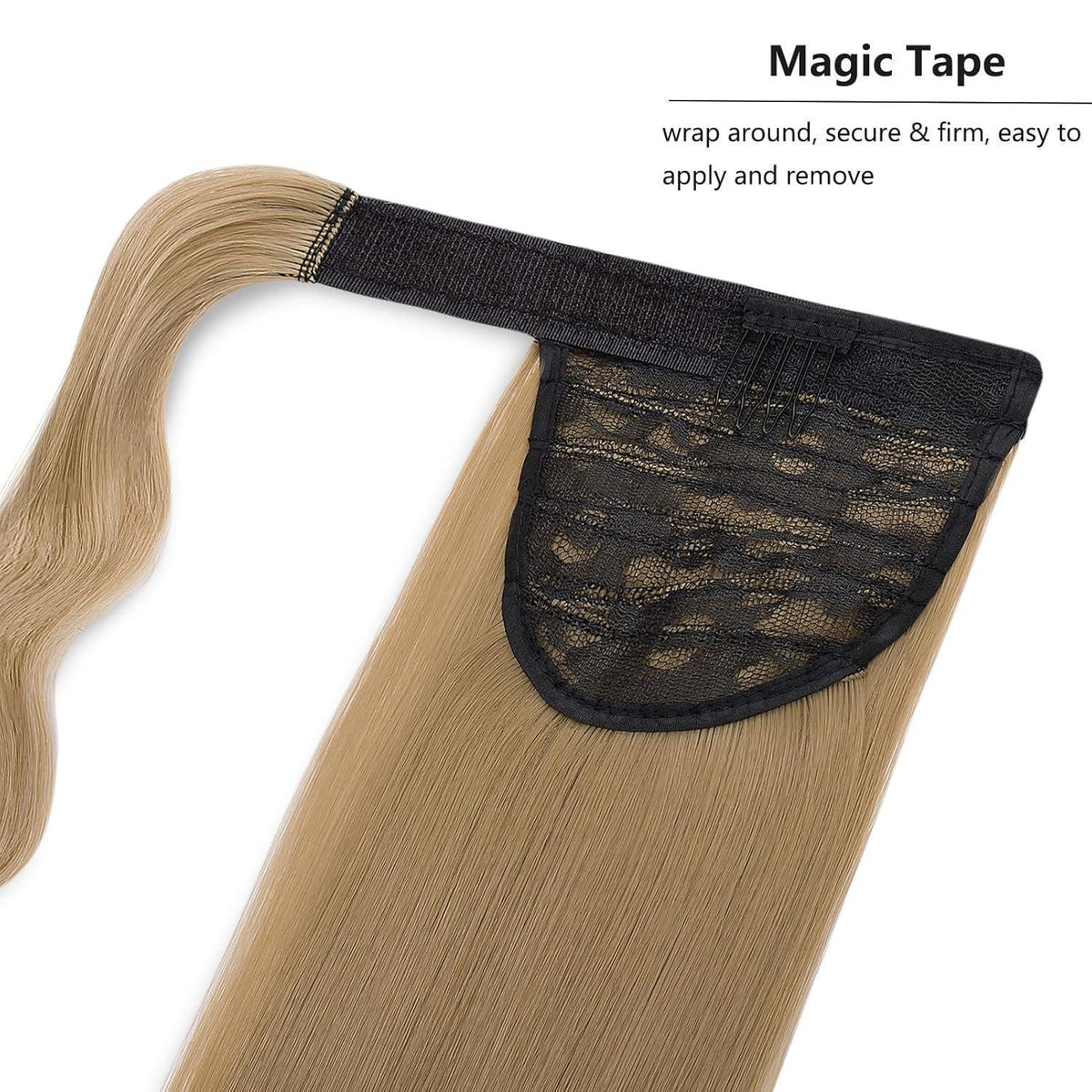 Clip in Pferdeschwanz Extension Aschblond 55 cm