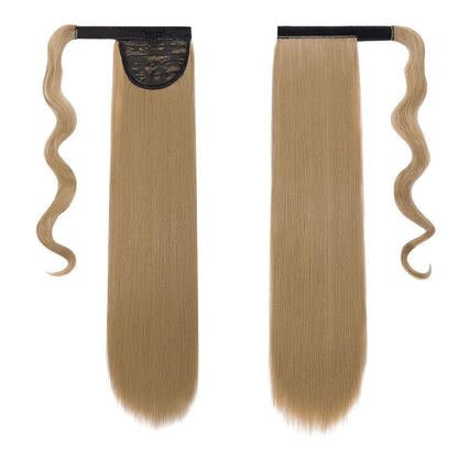 Clip in Pferdeschwanz Extension Aschblond 55 cm