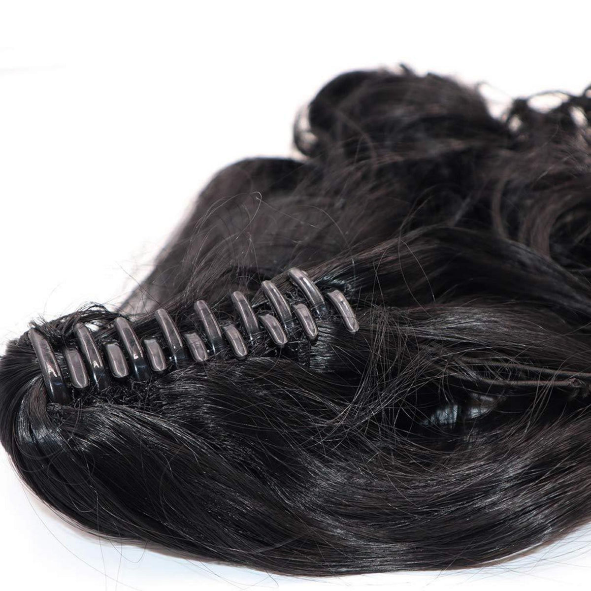 Gewellter Pferdeschwanz Clip-in Extension Schwarz 45cm