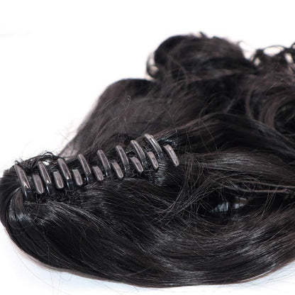 Gewellter Pferdeschwanz Clip-in Extension Schwarz 45cm
