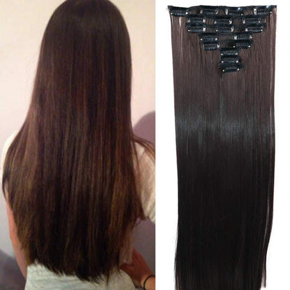 Clip-in Haarverlängerung, glatt, mittelbraun, 70cm
