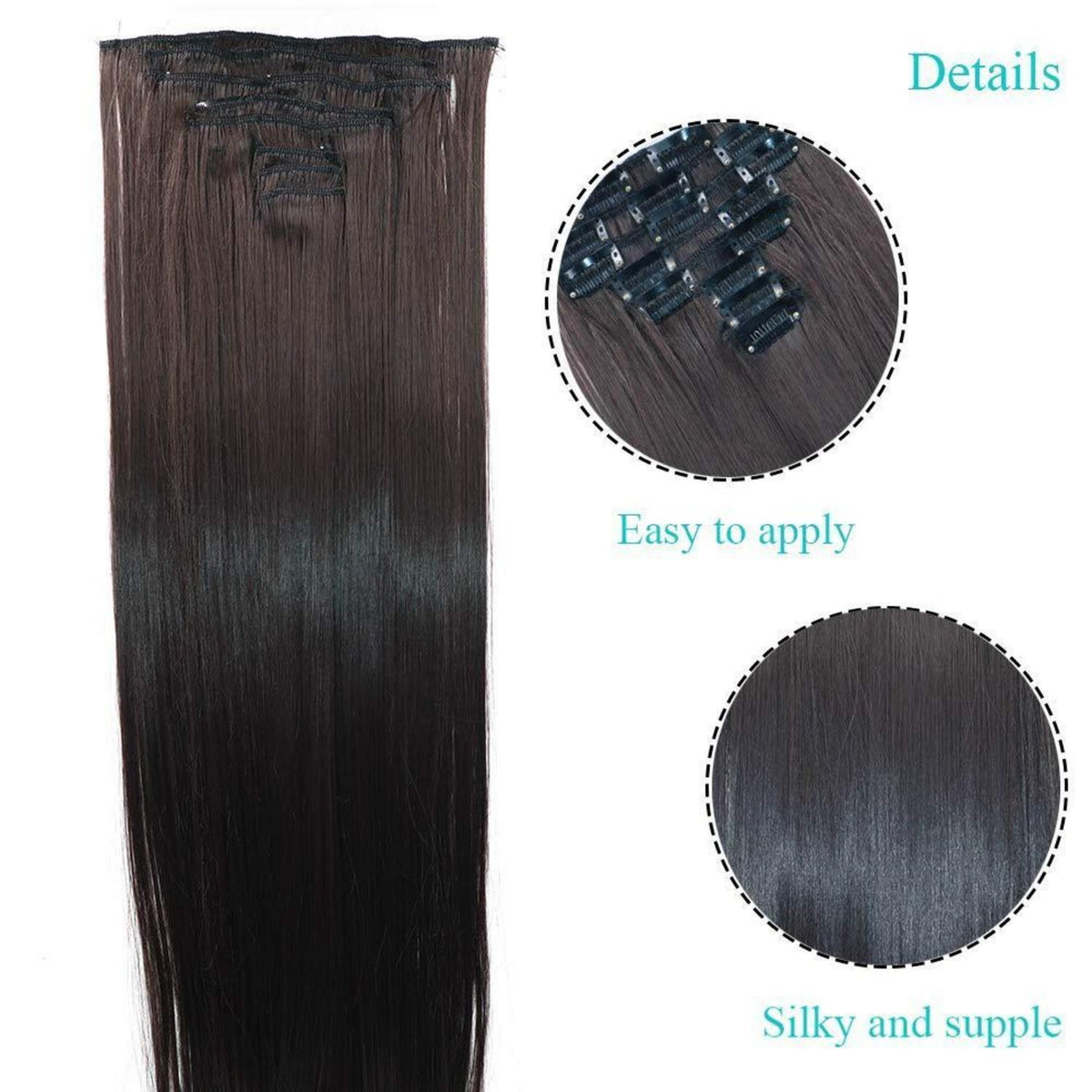 Clip-in Haarverlängerung, glatt, mittelbraun, 70cm