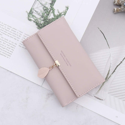 ANYWN Damen Geldbörse Mittelgroß, Elegant Portemonnaie Leder Fächer Rosa