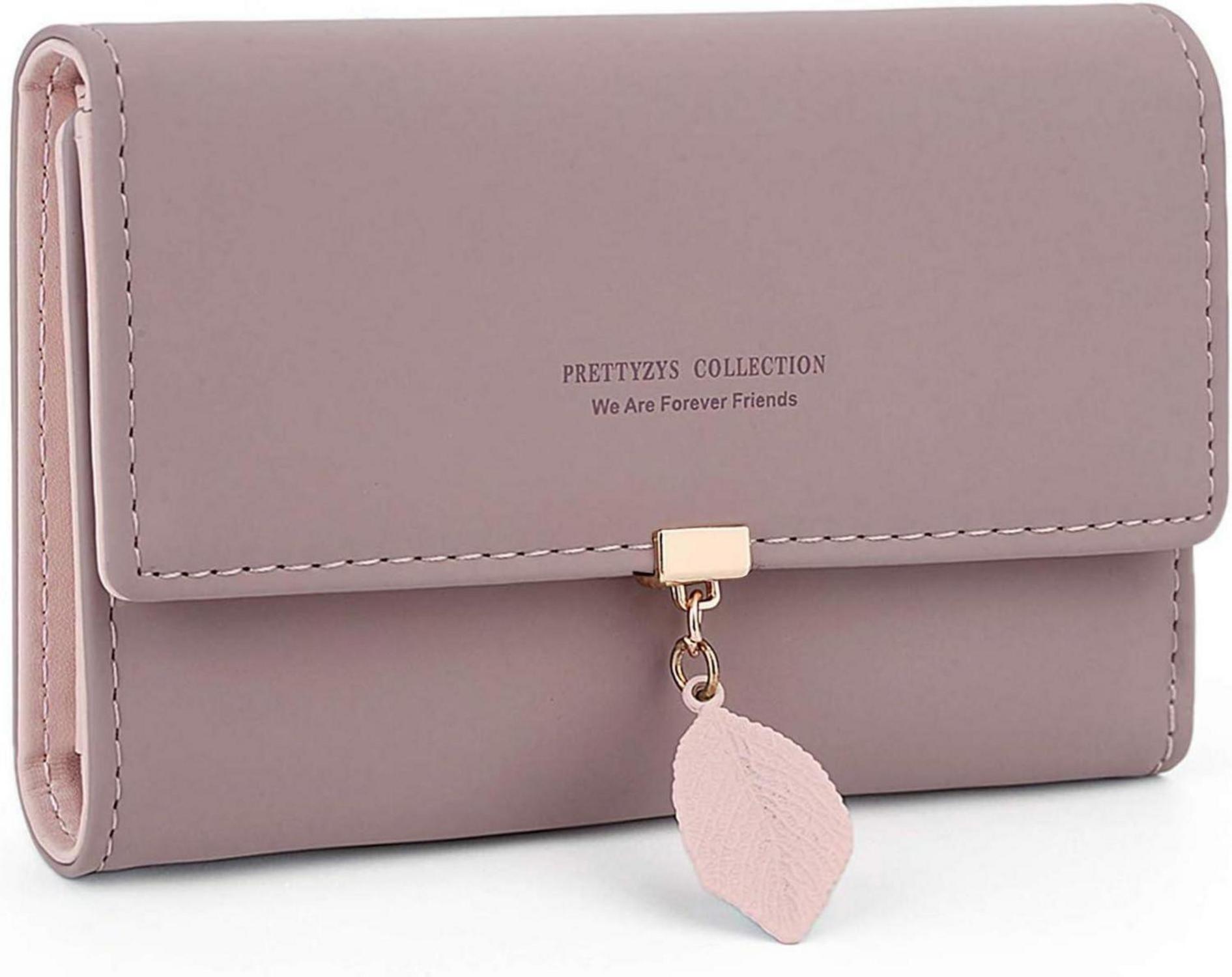 Damen Geldbörse Elegant mit vielen Fächern Dunkelrosa