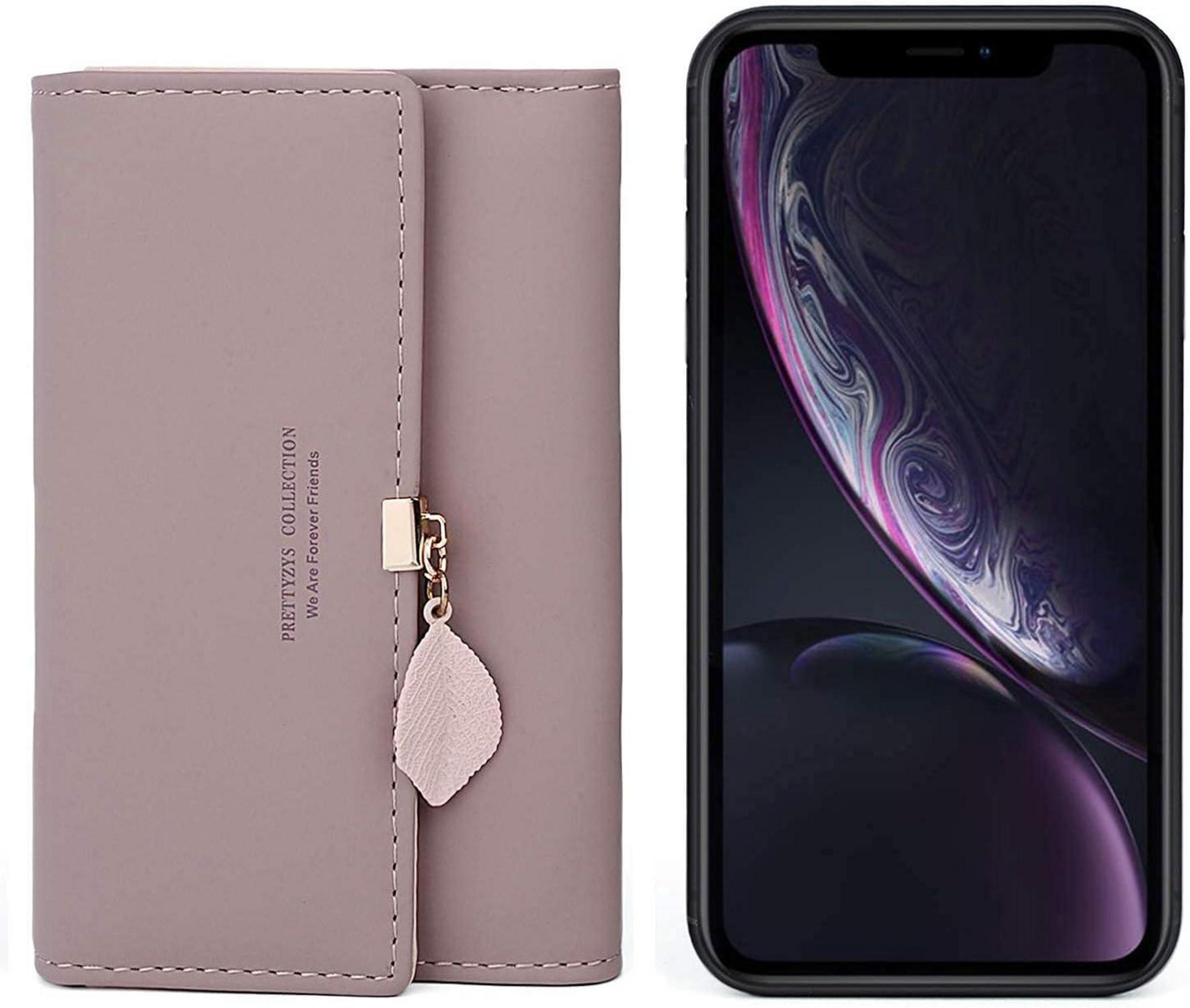 Damen Geldbörse Elegant mit vielen Fächern Dunkelrosa