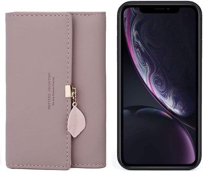 Damen Geldbörse Elegant mit vielen Fächern Dunkelrosa