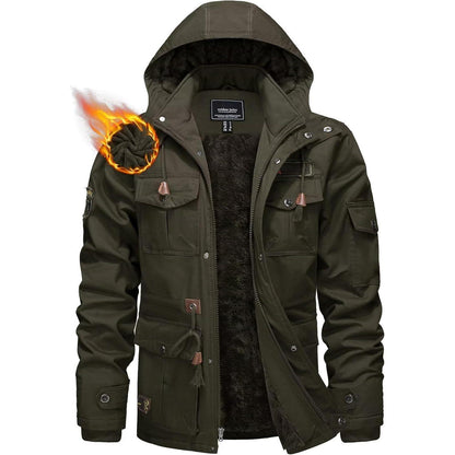 Herren Winterparka Fleecegefüttert Dunkeloliv