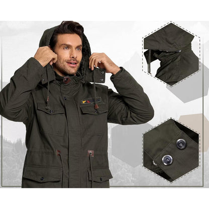 Herren Winterparka Fleecegefüttert Dunkeloliv