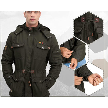 Winterparka Herren Fleecegefüttert Dunkeloliv Größe S