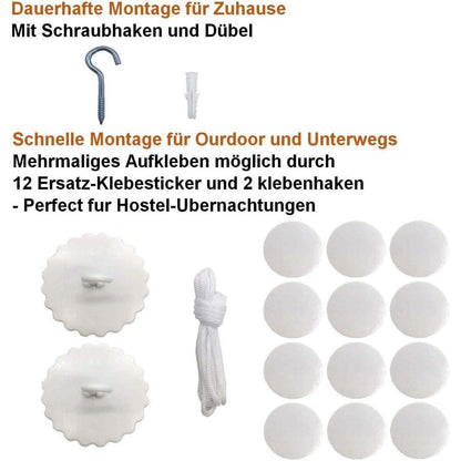 Moskitonetz Travel mit Klebehaken für Reise und Zuhause