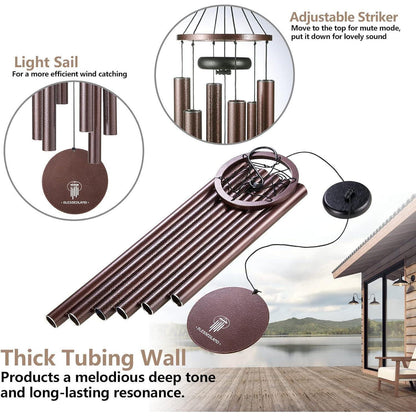 Premium Windspiel Garten 6 Metallrohre Tiefer Ton Patio