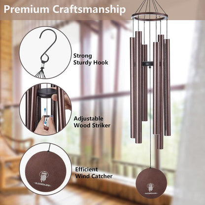 Premium Windspiel Garten 6 Metallrohre Tiefer Ton Patio