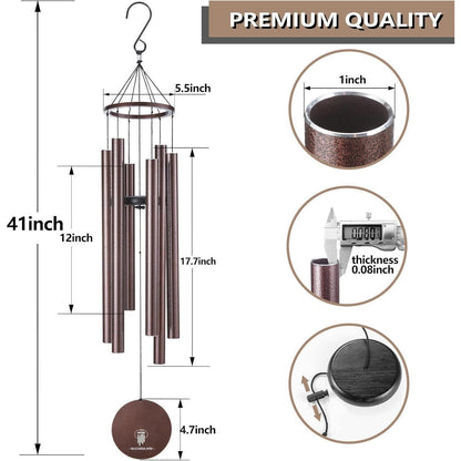 Premium Windspiel Garten 6 Metallrohre Tiefer Ton Patio