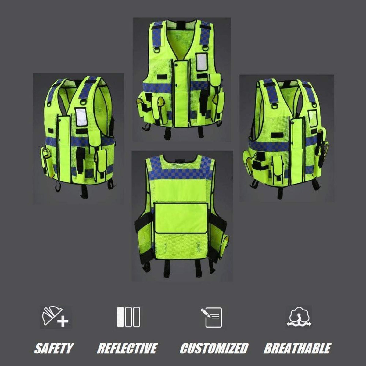Reflektierende Sicherheitsweste Mesh, Gelb, Einstellbar & Multifunktional