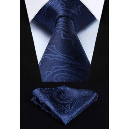 Herren Weste Krawatte Einstecktuch Set Paisley Floral Jacquard Blau