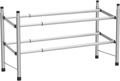 Ausziehbares Schuhregal 12 Paar Schuhe 2 Ebenen Flur Stauraum 62~114x22x35cm