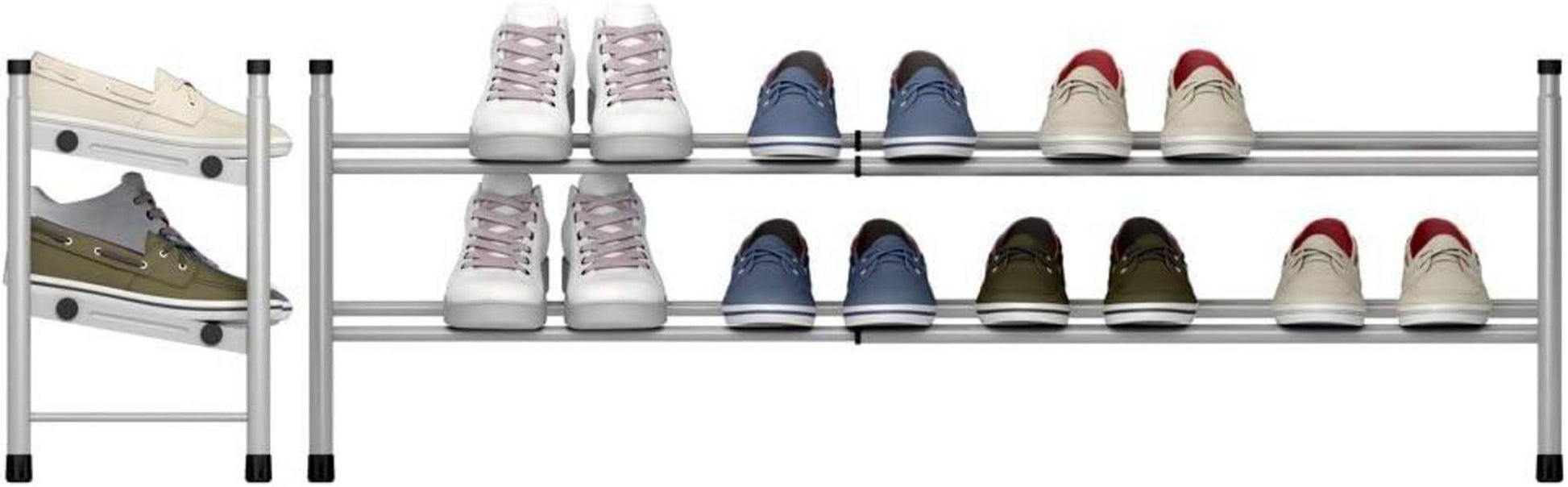 Ausziehbares Schuhregal für bis zu 12 Paar Schuhe, stapelbar