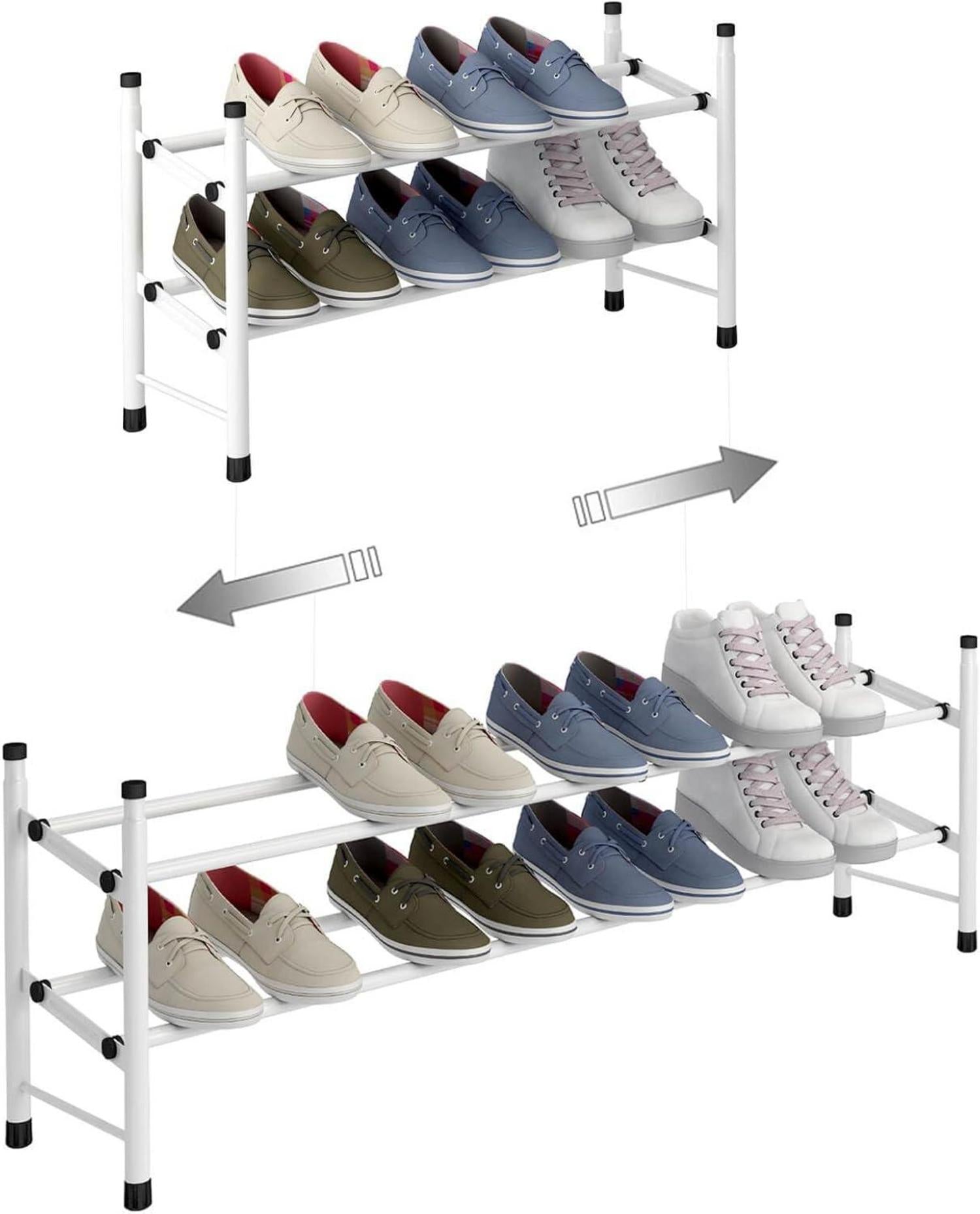 Ausziehbares Stapelbares Schuhregal für 12 Paar Schuhe 62~114 x 22 x