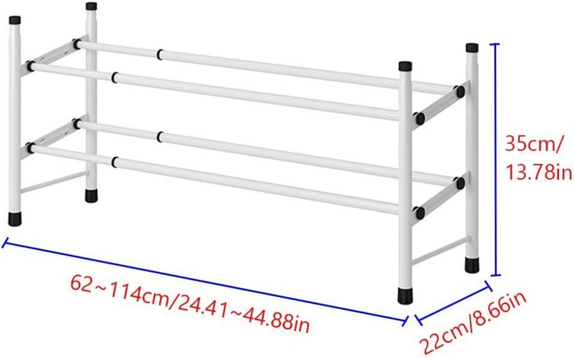 Ausziehbares Stapelbares Schuhregal für 12 Paar Schuhe 62~114 x 22 x