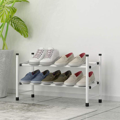 TZAMLI Ausziehbares Schuhregal für 12 Paar Schuhe Weiß 2 Ebenen