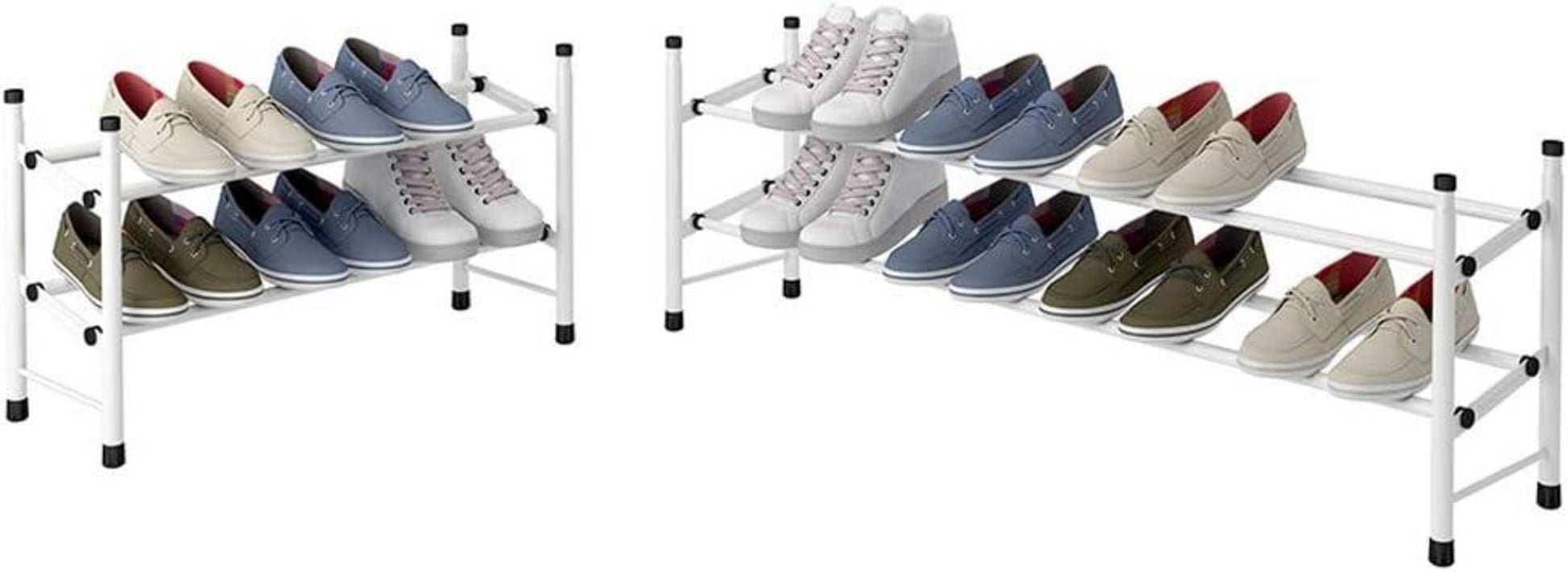 Ausziehbares Schuhregal Weiß für 12 Paar Schuhe 2 Ebenen
