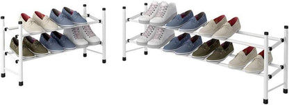 Ausziehbares Schuhregal Weiß für 12 Paar Schuhe 2 Ebenen