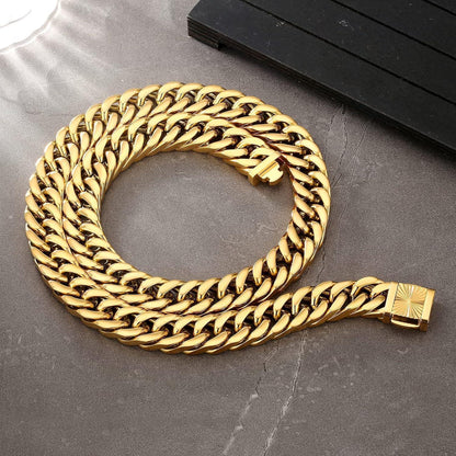 KRKC&CO 14mm Panzerkette Armband Herren Edelstahl 18K Gold