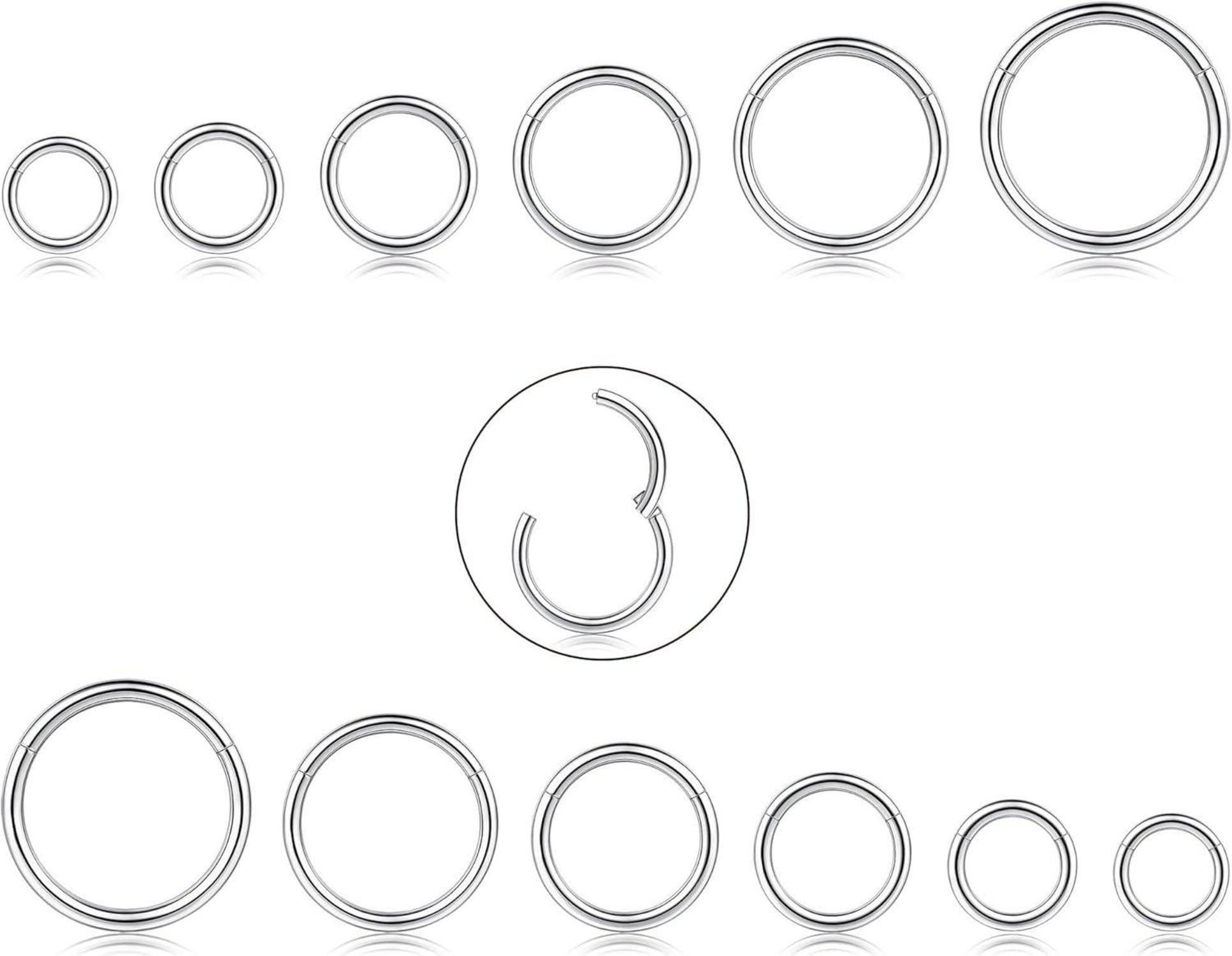 12Pcs 16G Edelstahl Piercing Nasen Lippe Septum Ohr Silberton