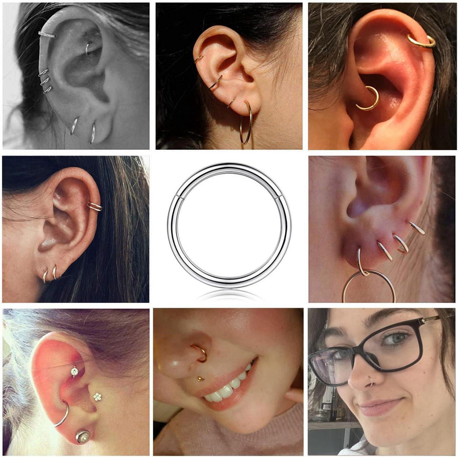 12Pcs 16G Edelstahl Piercing Nasen Ringe Hoop Lippe Septum Ohr
