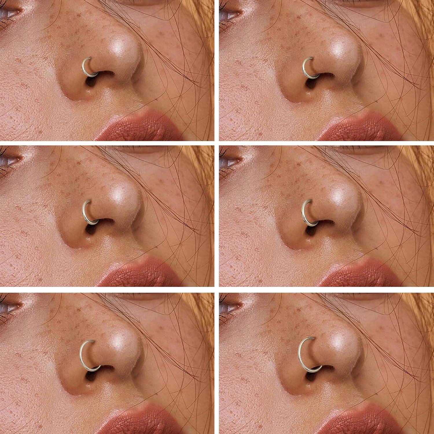 12x Edelstahl Piercing Nasen Ohr Lippe Hoop Septum Ringe 6-16MM