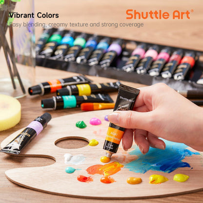 Shuttle Art 46-teiliges Acrylfarben Set mit 30