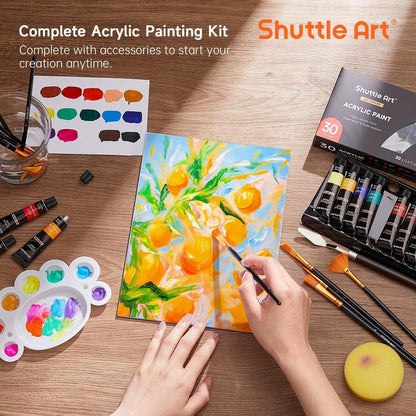 Shuttle Art 46-teiliges Acrylfarben Set mit 30