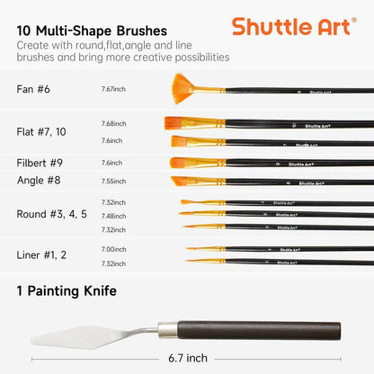 Shuttle Art 46-teiliges Acrylfarben Set mit 30