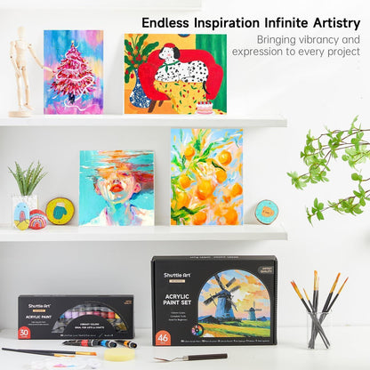 Shuttle Art 46-teiliges Acrylfarben Set mit 30