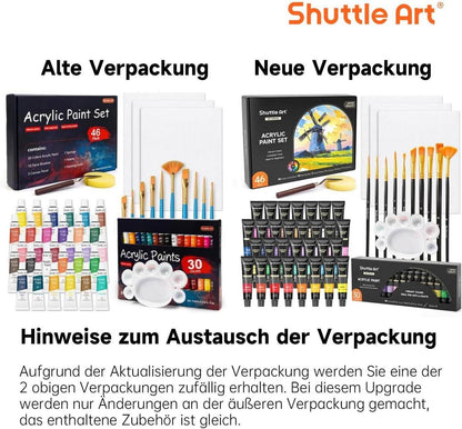 Shuttle Art 46-teiliges Acrylfarben Set mit 30