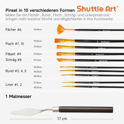 Acrylfarben Set 30 Farben 46 tlg Pinsel Leinwand spatel Kinder Adulte bunt