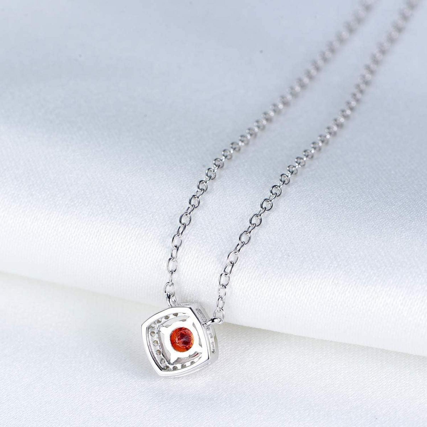 Damen Halskette 925 Sterling Silber Zirkonia Anhänger 45cm Rot
