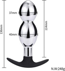 Metall Analplug Edelstahl Butt Plug Hook Analkugeln, 2-delig
