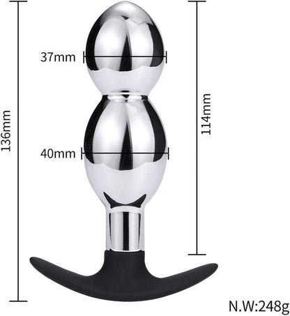 Metall Analplug Edelstahl Butt Plug Hook Analkugeln, 2-delig