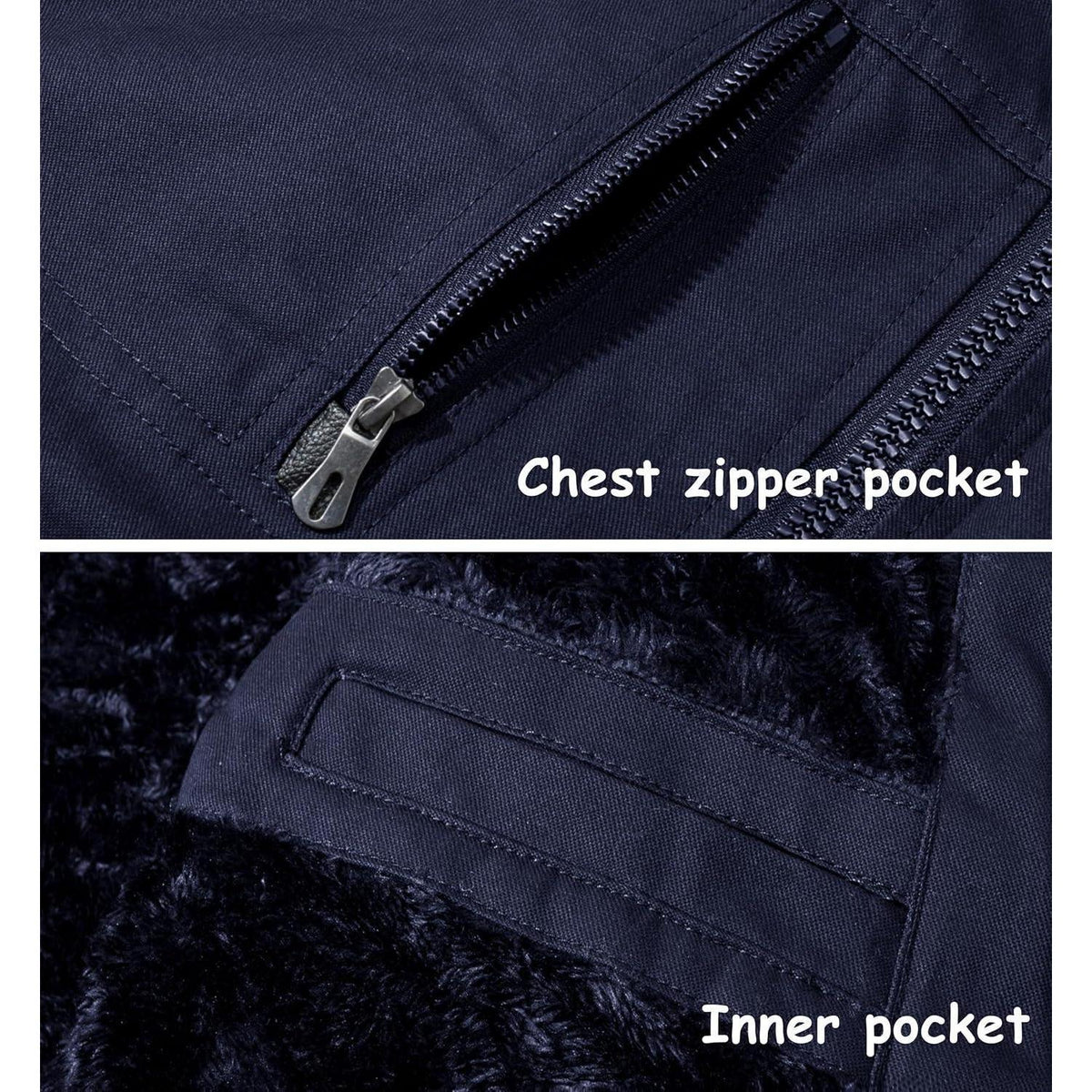 Warme Herren Winterjacke mit Fleece Futter und abnehmbarer Kapuze