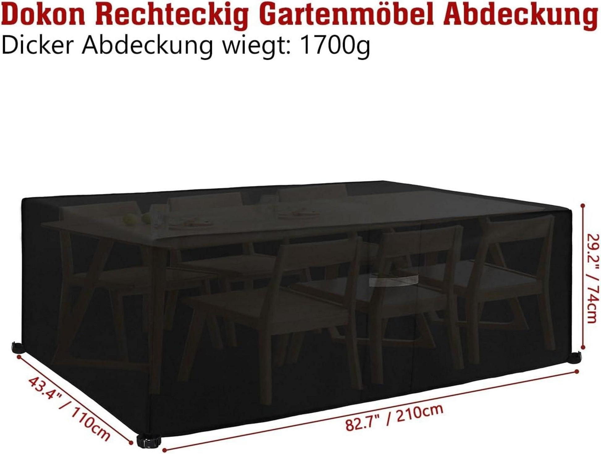 Gartenmöbel Abdeckung Wasserdicht 600D Oxford Schutzhülle - Schwarz