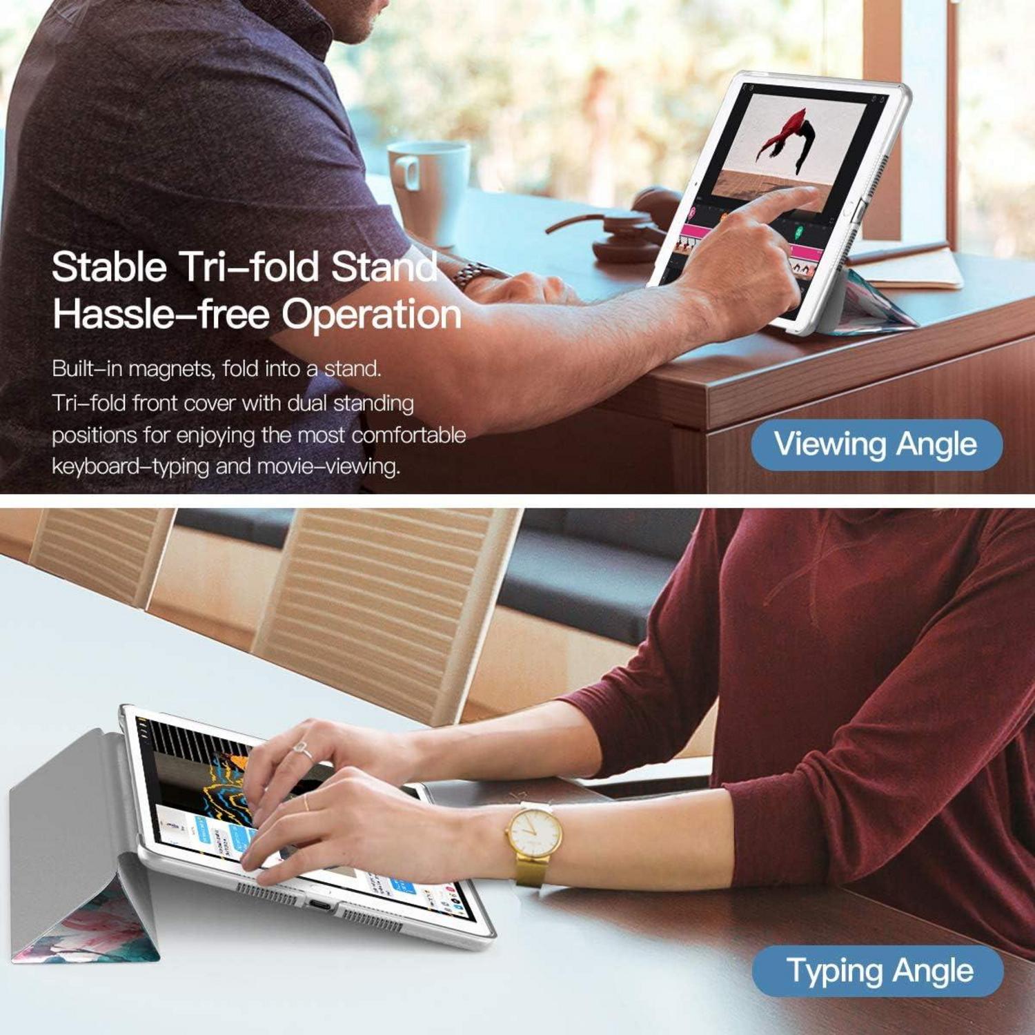iPad 9. Gen 2021/8. Gen 2020/7. Gen 10,2 Zoll Hülle Pfirsichblüte Stand Auto Wake/Sleep