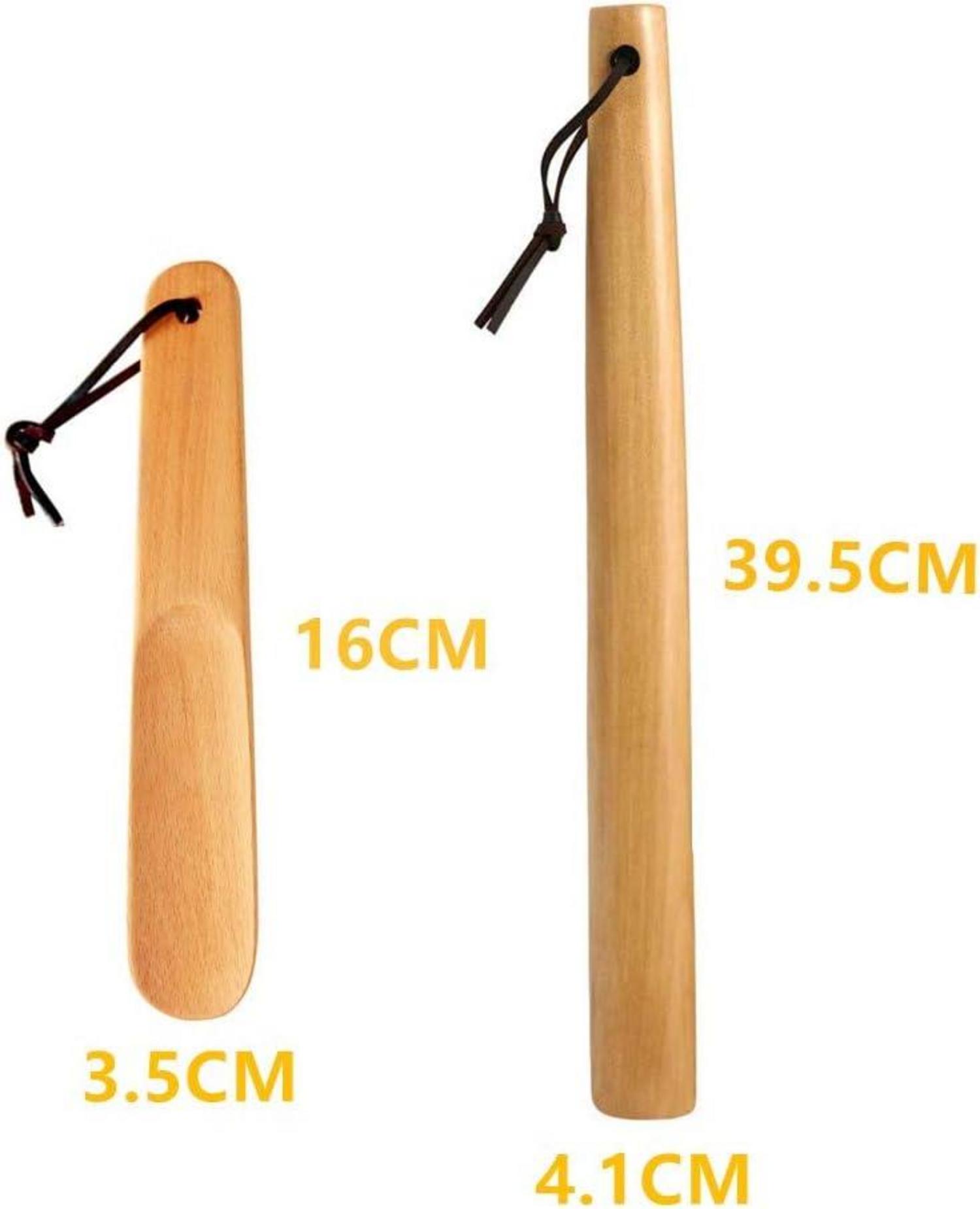 2er Pack Holz Schuhlöffel mit Lederseil für Mann Frau Kind