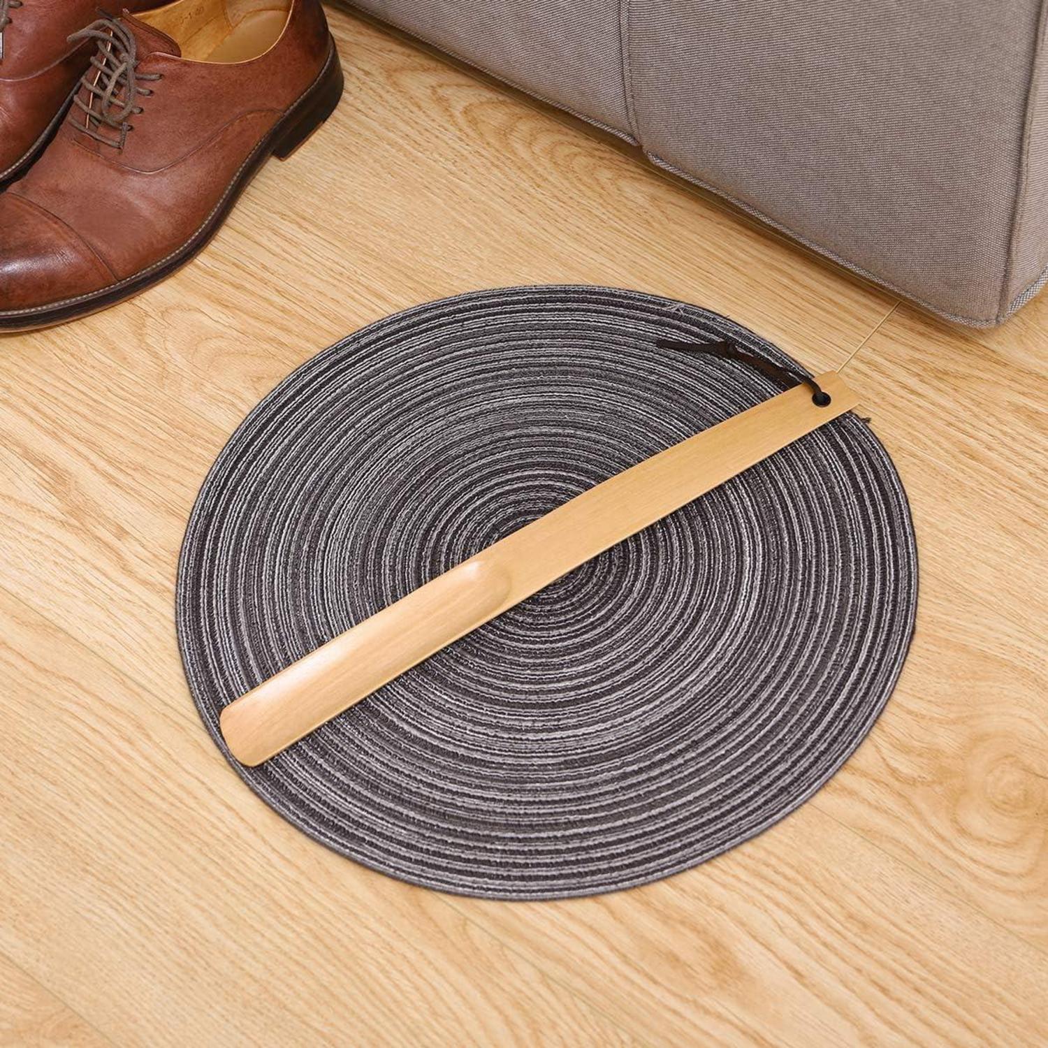 2er Set Holz Schuhlöffel mit Lederseil für Mann Frau Kind