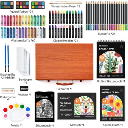 Shuttle Art 186-teiliges Malset, Holzkoffer mit
