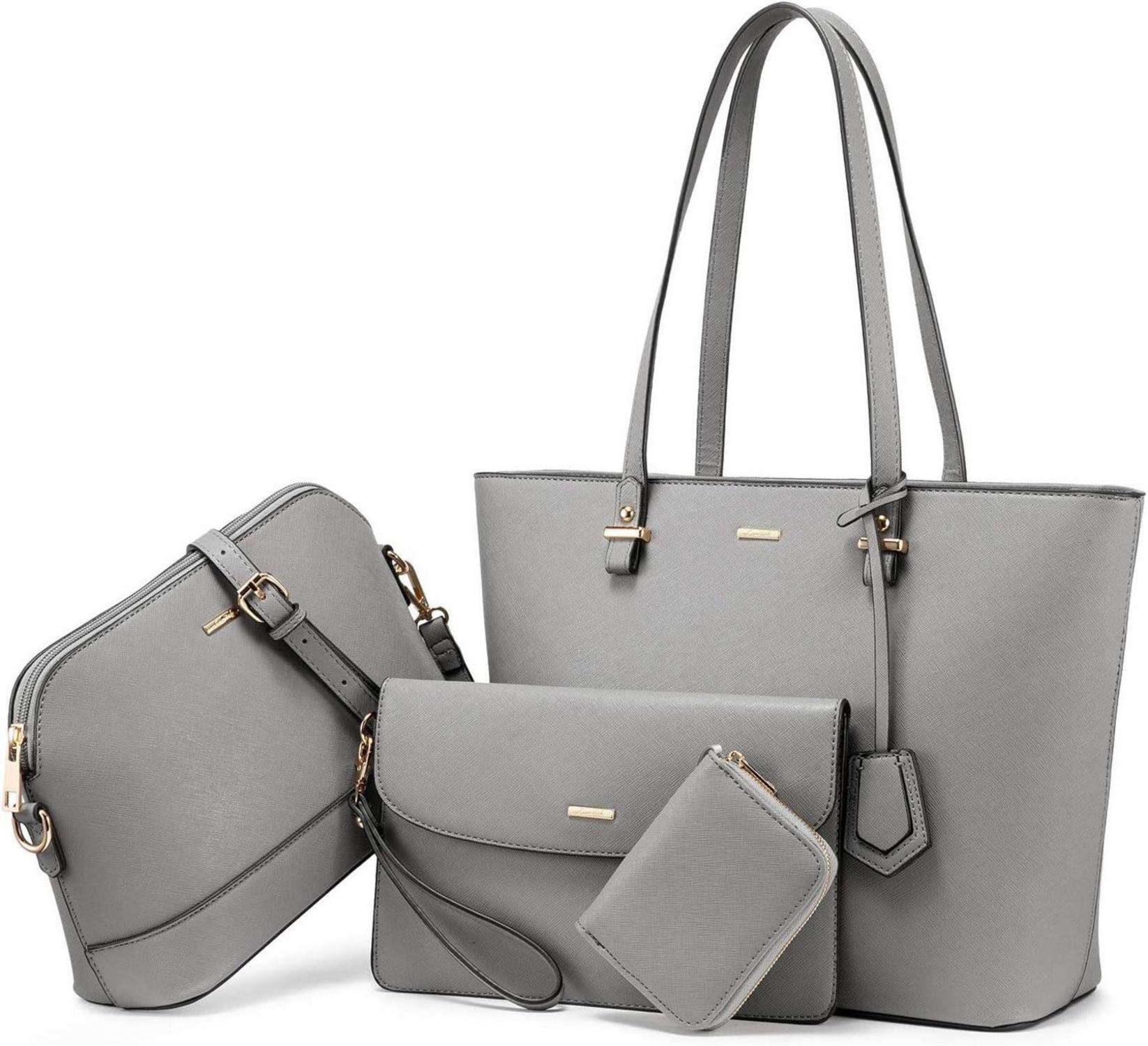 Handtasche Damen Set 4-teilig Schultertasche Umhängetasche Geldbörse