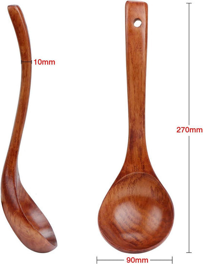 Holz Suppenlöffel mit Hakenend-Design 27cm - Naturholz Breilöffel