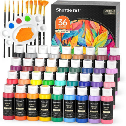 Shuttle Art Acrylfarben Set 36 Farben 60ml mit Pinselset