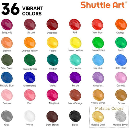 Shuttle Art Acrylfarben Set 36 Farben 60ml mit Pinselset